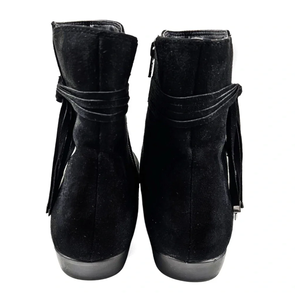Comfort View Womans Black Faux Suede Ankle Boots Size 8W